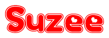 The image displays the word Suzee written in a stylized red font with hearts inside the letters.