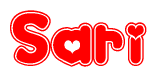 The image displays the word Sari written in a stylized red font with hearts inside the letters.