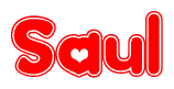 The image displays the word Saul written in a stylized red font with hearts inside the letters.