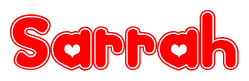 The image displays the word Sarrah written in a stylized red font with hearts inside the letters.