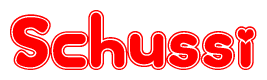 The image displays the word Schussi written in a stylized red font with hearts inside the letters.