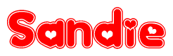 The image displays the word Sandie written in a stylized red font with hearts inside the letters.
