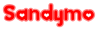 The image displays the word Sandymo written in a stylized red font with hearts inside the letters.