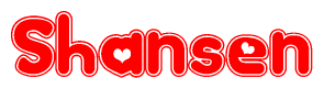 The image displays the word Shansen written in a stylized red font with hearts inside the letters.