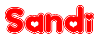 The image displays the word Sandi written in a stylized red font with hearts inside the letters.