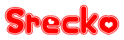 The image displays the word Srecko written in a stylized red font with hearts inside the letters.