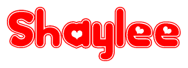 The image displays the word Shaylee written in a stylized red font with hearts inside the letters.