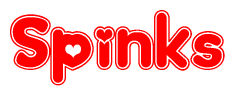   The image displays the word Spinks written in a stylized red font with hearts inside the letters. 