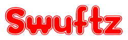 The image displays the word Swuftz written in a stylized red font with hearts inside the letters.