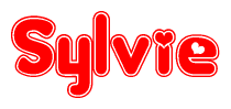 The image is a clipart featuring the word Sylvie written in a stylized font with a heart shape replacing inserted into the center of each letter. The color scheme of the text and hearts is red with a light outline.
