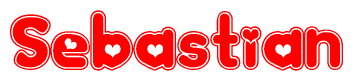   The image displays the word Sebastian written in a stylized red font with hearts inside the letters. 