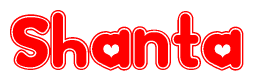 The image displays the word Shanta written in a stylized red font with hearts inside the letters.