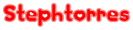 The image is a clipart featuring the word Stephtorres written in a stylized font with a heart shape replacing inserted into the center of each letter. The color scheme of the text and hearts is red with a light outline.