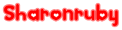 The image displays the word Sharonruby written in a stylized red font with hearts inside the letters.
