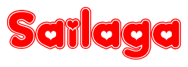 The image displays the word Sailaga written in a stylized red font with hearts inside the letters.