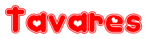 The image displays the word Tavares written in a stylized red font with hearts inside the letters.