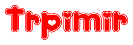 The image is a clipart featuring the word Trpimir written in a stylized font with a heart shape replacing inserted into the center of each letter. The color scheme of the text and hearts is red with a light outline.