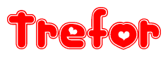 The image displays the word Trefor written in a stylized red font with hearts inside the letters.