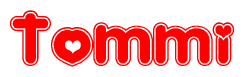 The image displays the word Tommi written in a stylized red font with hearts inside the letters.