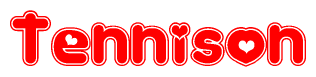 The image displays the word Tennison written in a stylized red font with hearts inside the letters.