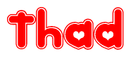 The image displays the word Thad written in a stylized red font with hearts inside the letters.