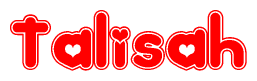 The image displays the word Talisah written in a stylized red font with hearts inside the letters.