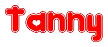 The image displays the word Tanny written in a stylized red font with hearts inside the letters.