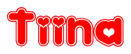 The image displays the word Tiina written in a stylized red font with hearts inside the letters.