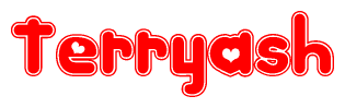 The image displays the word Terryash written in a stylized red font with hearts inside the letters.
