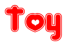The image displays the word Toy written in a stylized red font with hearts inside the letters.