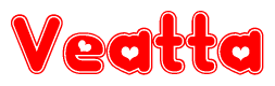 The image displays the word Veatta written in a stylized red font with hearts inside the letters.