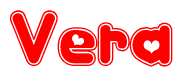 The image displays the word Vera written in a stylized red font with hearts inside the letters.