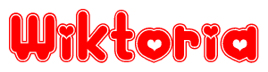 The image displays the word Wiktoria written in a stylized red font with hearts inside the letters.