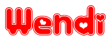 The image displays the word Wendi written in a stylized red font with hearts inside the letters.