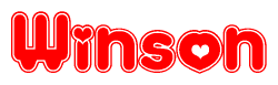 The image displays the word Winson written in a stylized red font with hearts inside the letters.