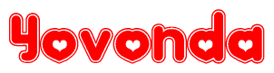 The image displays the word Yovonda written in a stylized red font with hearts inside the letters.