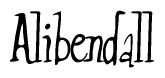 The image is of the word Alibendall stylized in a cursive script.