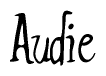 The image is a stylized text or script that reads 'Audie' in a cursive or calligraphic font.