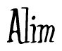 The image is of the word Alim stylized in a cursive script.