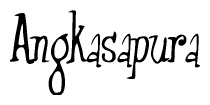   The image is of the word Angkasapura stylized in a cursive script. 