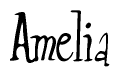The image is of the word Amelia stylized in a cursive script.