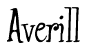 The image is a stylized text or script that reads 'Averill' in a cursive or calligraphic font.