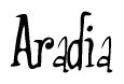 The image is of the word Aradia stylized in a cursive script.