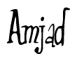 The image is of the word Amjad stylized in a cursive script.