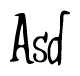 The image contains the word 'Asd' written in a cursive, stylized font.