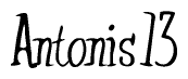 The image is of the word Antonis13 stylized in a cursive script.