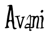 The image contains the word 'Avani' written in a cursive, stylized font.