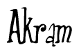 The image is a stylized text or script that reads 'Akram' in a cursive or calligraphic font.