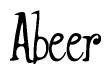 The image contains the word 'Abeer' written in a cursive, stylized font.