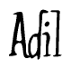 The image is a stylized text or script that reads 'Adil' in a cursive or calligraphic font.